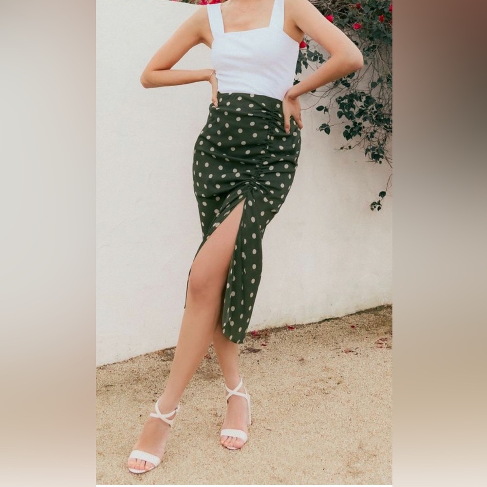 Brand new Chriselle Lim skirt.  Green and cream polka dot.